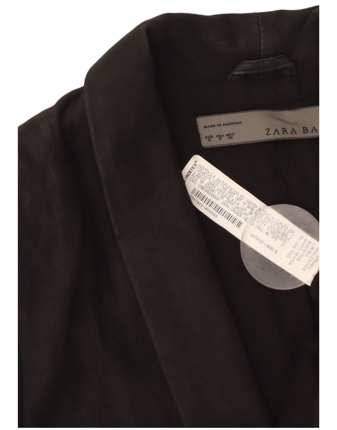 Zara Veste blazer en daim à 1 bouton pour femme UK 10 Petit cuir noir