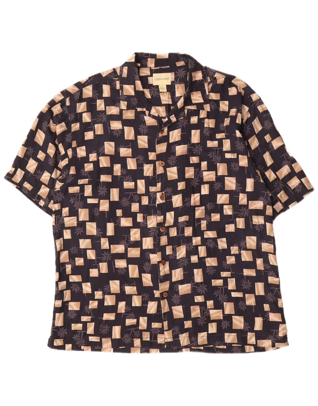 Joseph & Feiss Chemise à Manches Courtes Homme Large Noir Géométrique Soie