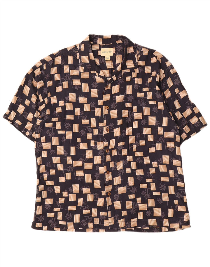 Joseph & Feiss Chemise à Manches Courtes Homme Large Noir Géométrique Soie