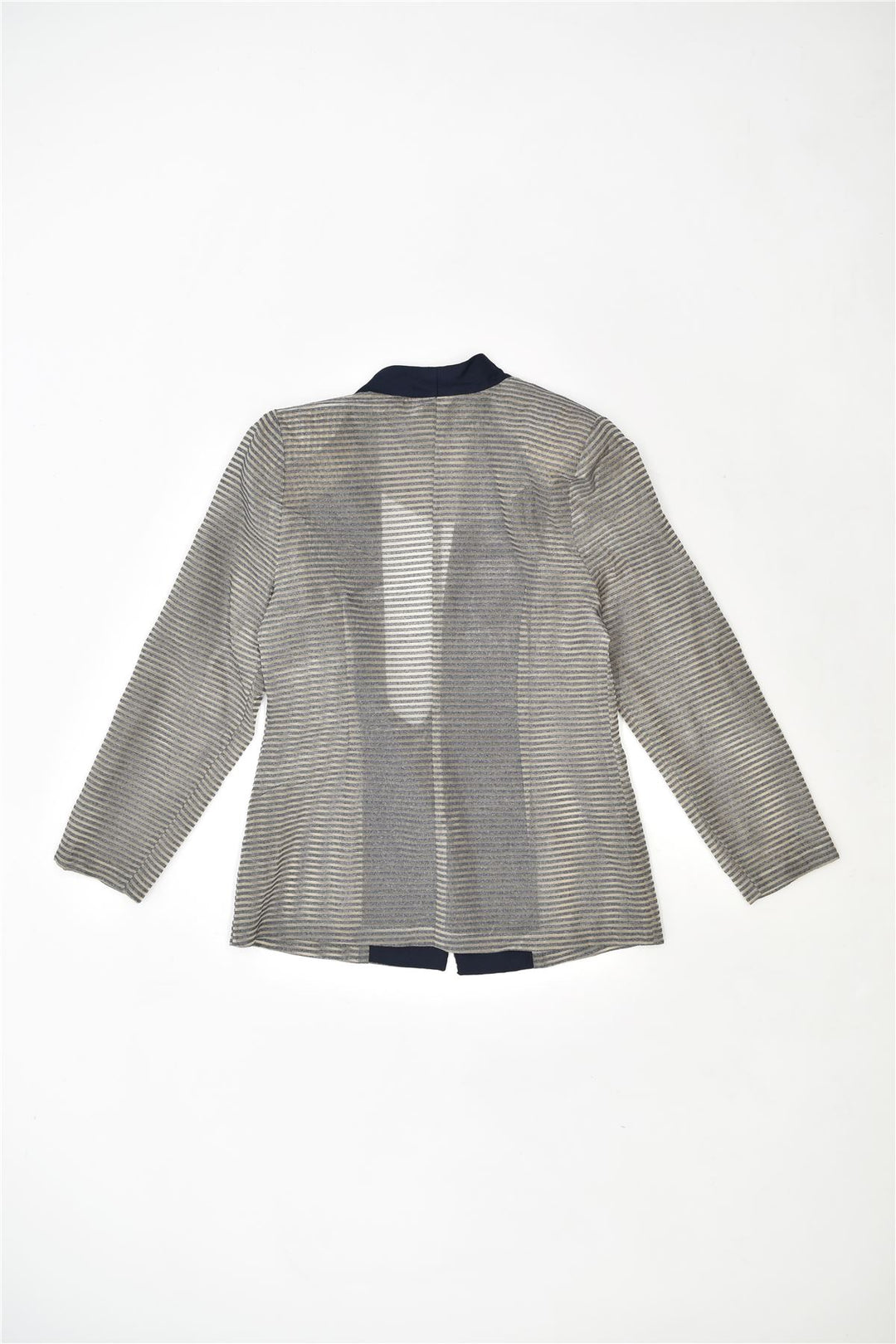 LA DIFFERENCE Womens 1 Button Blazer Jacket UK 12 Medium Grey Striped | Vintage | Thrift | Second-Hand | Used Clothing | Messina Hembry 