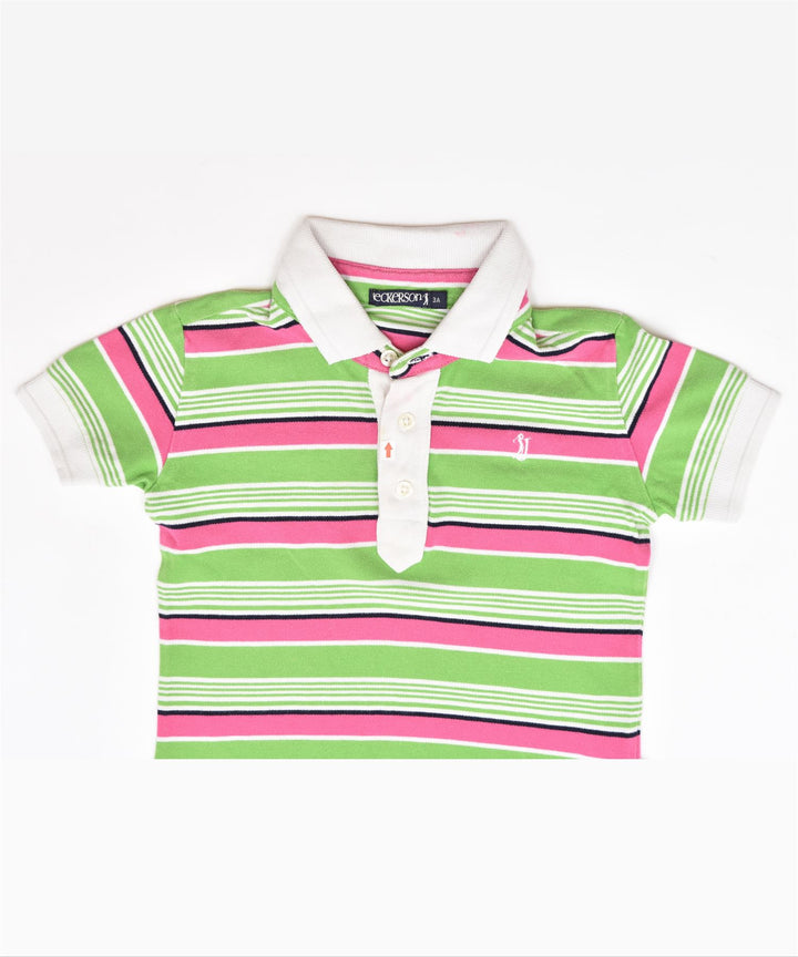 JECKERSON Girls Polo Shirt 2-3 Years Multicoloured Striped | Vintage | Thrift | Second-Hand | Used Clothing | Messina Hembry 