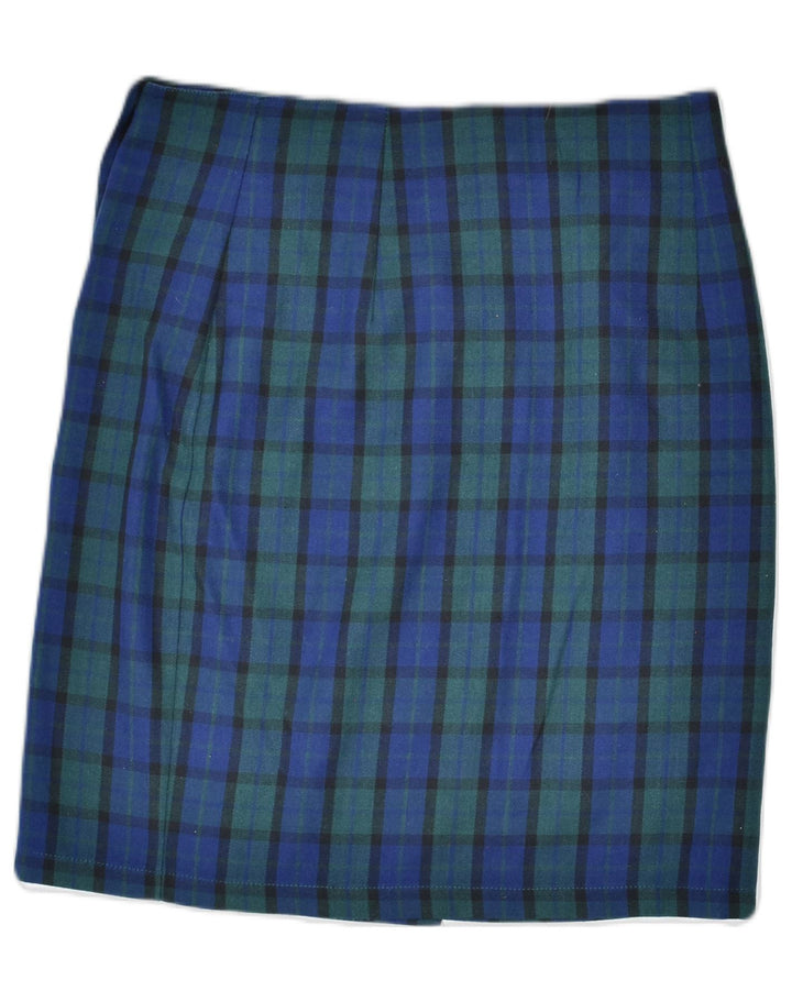 CARLA FERRONI Womens Straight Skirt IT 42 Medium W30 Green Check Acetate | Vintage | Thrift | Second-Hand | Used Clothing | Messina Hembry 